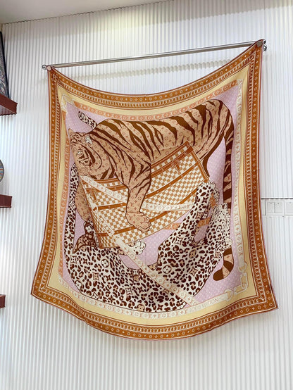 LOUIS VUITTON FELINE DUO 140 CM SQUARE SILK SCARF COLORFUL 398281