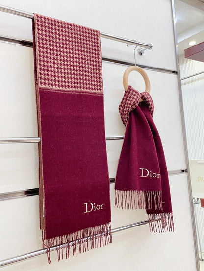 DIOR SCARF 180 CM IN BURGUNDY RED CASHMERE 419821