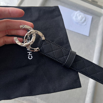 CHANEL 25S BELT 30 MM IN BLACK CALFSKIN 616604