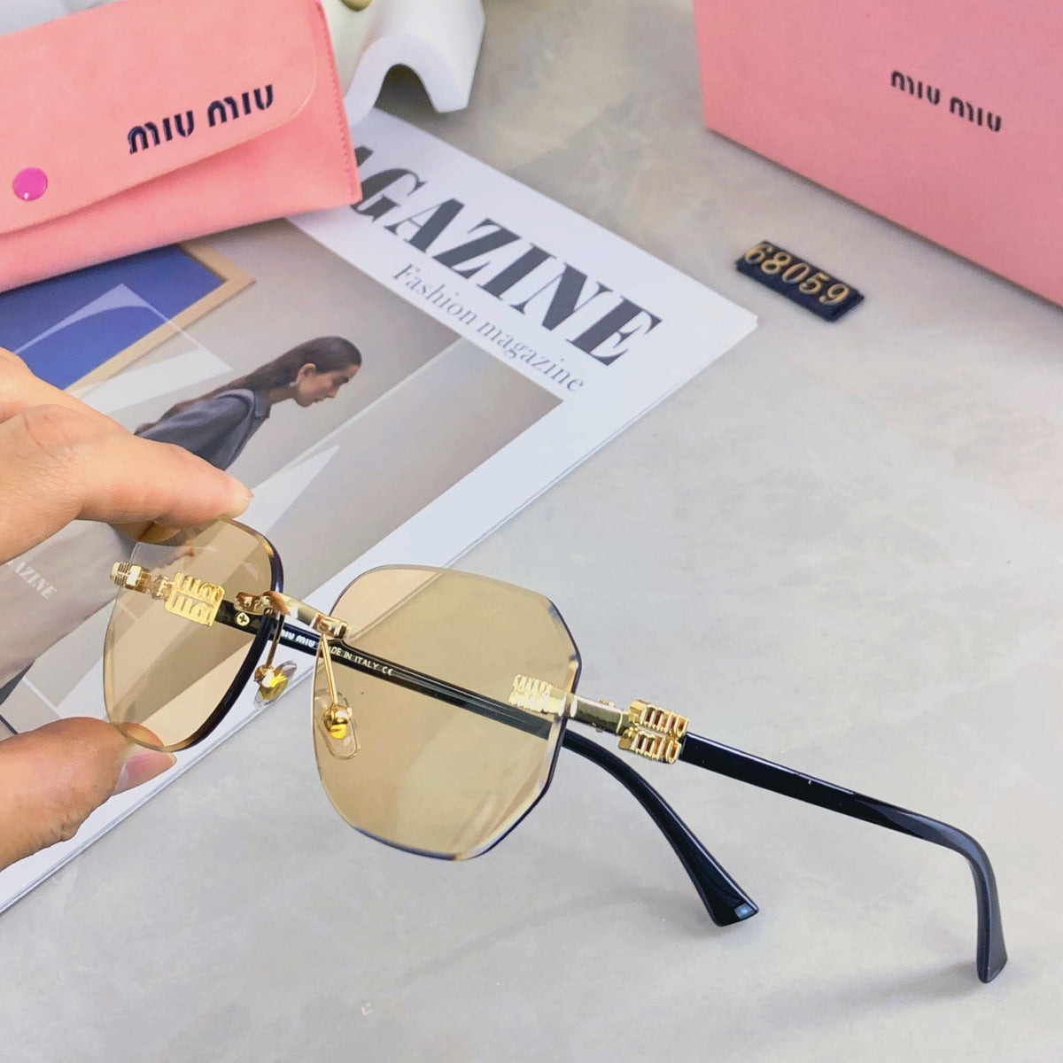 MIU MIU LOGO SUNGLASSES 498947 IN METAL
