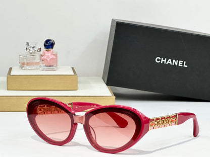 CHANEL CAT EYE SUNGLASSES CH5537Q IN ACETATE CHAIN METAL