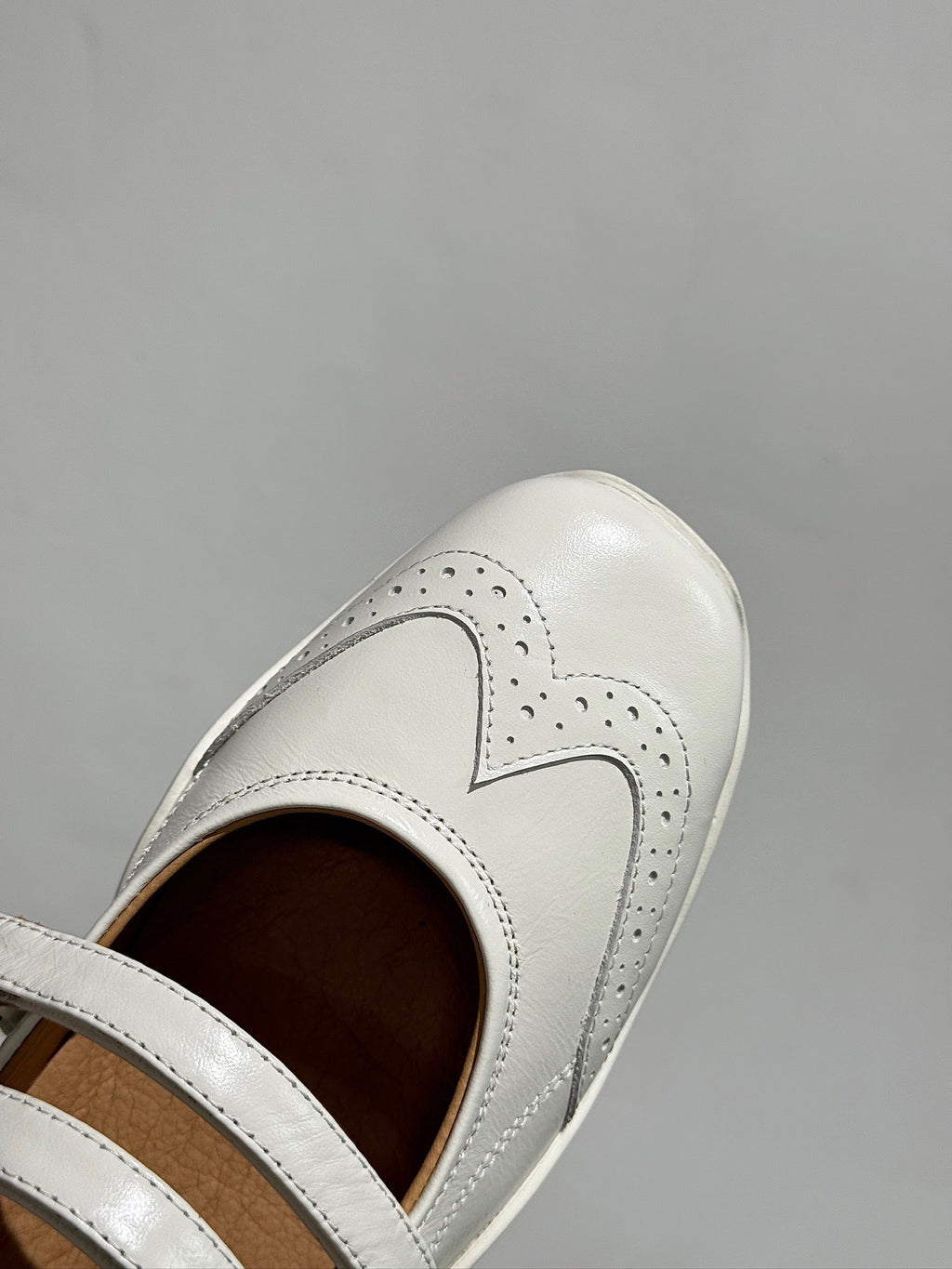 LP DOUBLE-STRAP MARY JANE FLATS 25S IN WHITE LAMBSKIN