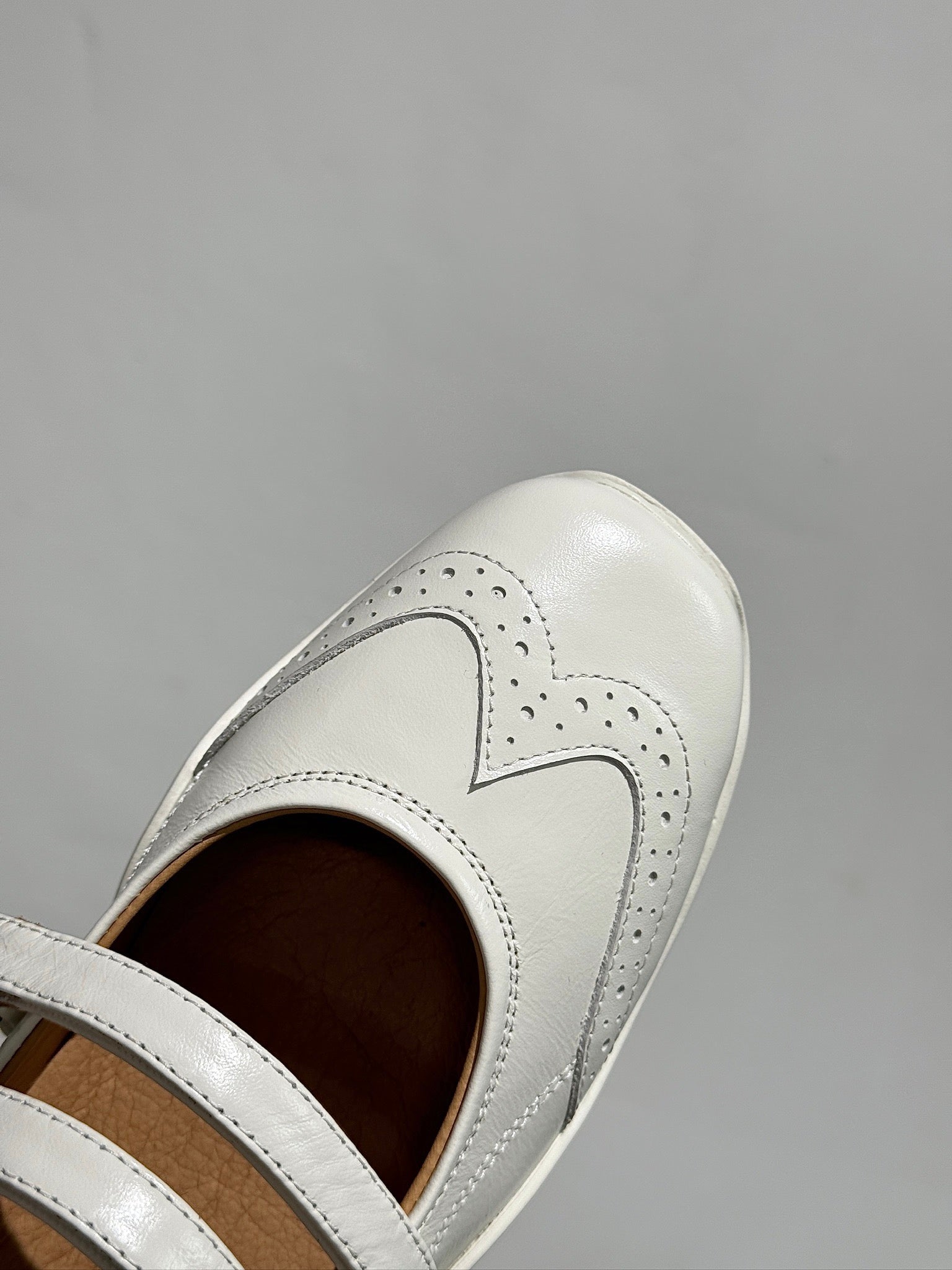 LP DOUBLE-STRAP MARY JANE FLATS 25S IN WHITE LAMBSKIN
