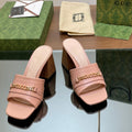 GUCCI SIGNORIA SLIDE SANDAL PASTEL PINK DENIM