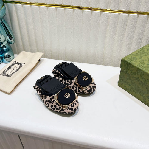 GUCCI BALLET SUPER SLIM LEOPARD PATTERN LAMBSKIN