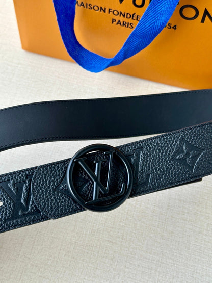 LOUIS VUITTON LV 25S BELT 40 MM IN BLACK CALFSKIN 593264
