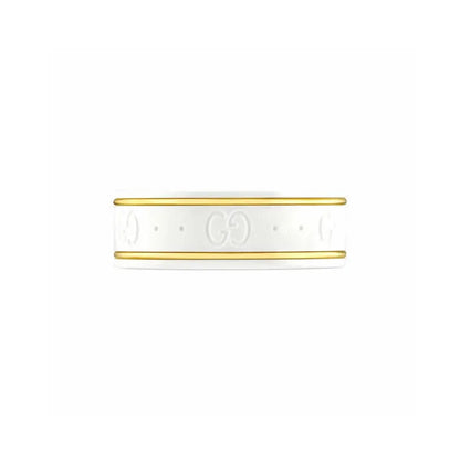 Gucci White Ceramic Gold Ring