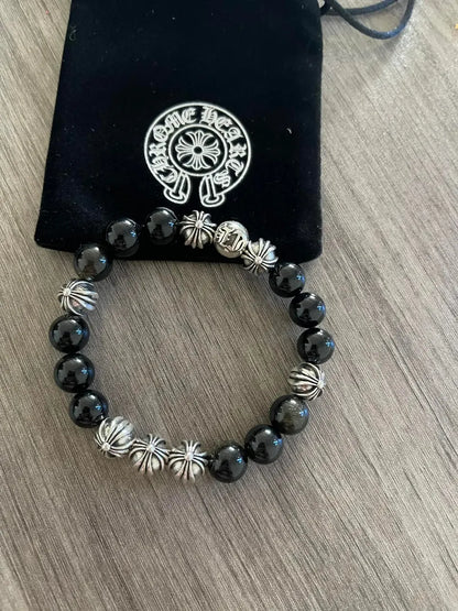 Onyx and Silver Accent Premium Bracelet on wrist - Hình 6