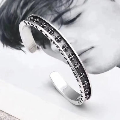 Premium Silver Cuff Bracelet with Cross Design - Hình 7