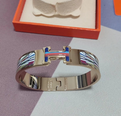 Hermes Style Premium Bracelet - Rose Gold with Multi-color Enamel - Hình 2