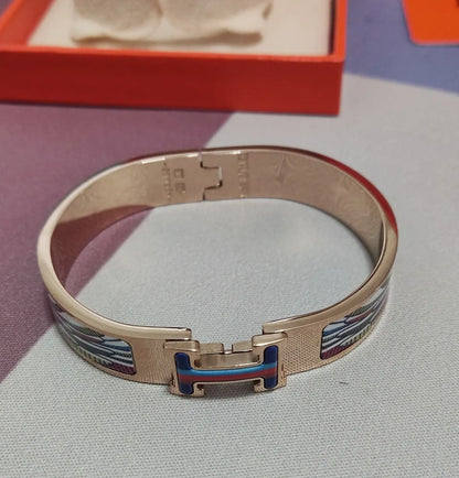 Hermes Style Premium Bracelet - Rose Gold with Multi-color Enamel - Hình 5