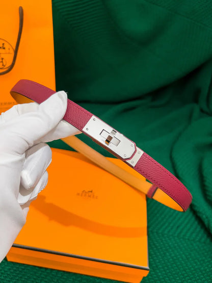 Hermes Rouge Casaque Swift Leather Belt - Hình 2
