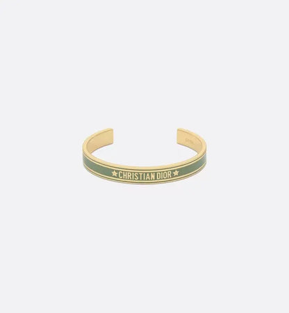 enamel Dior Gold Green Bangle - Hình 2