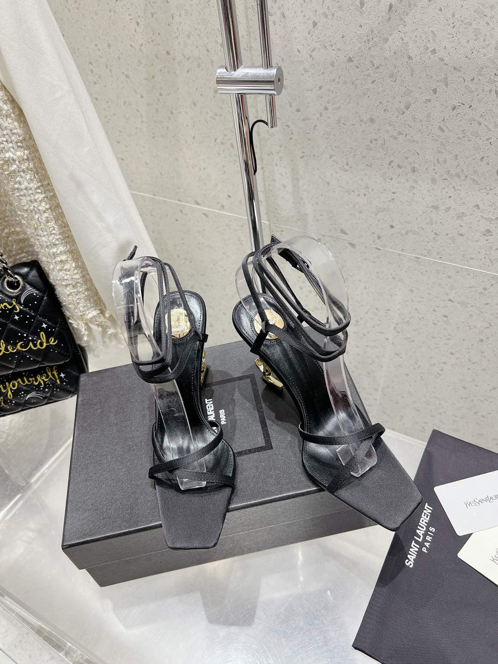 LOUIS VUITTON HIGH-HEEL 85 MM SANDAL MULE IN BLACK SILK