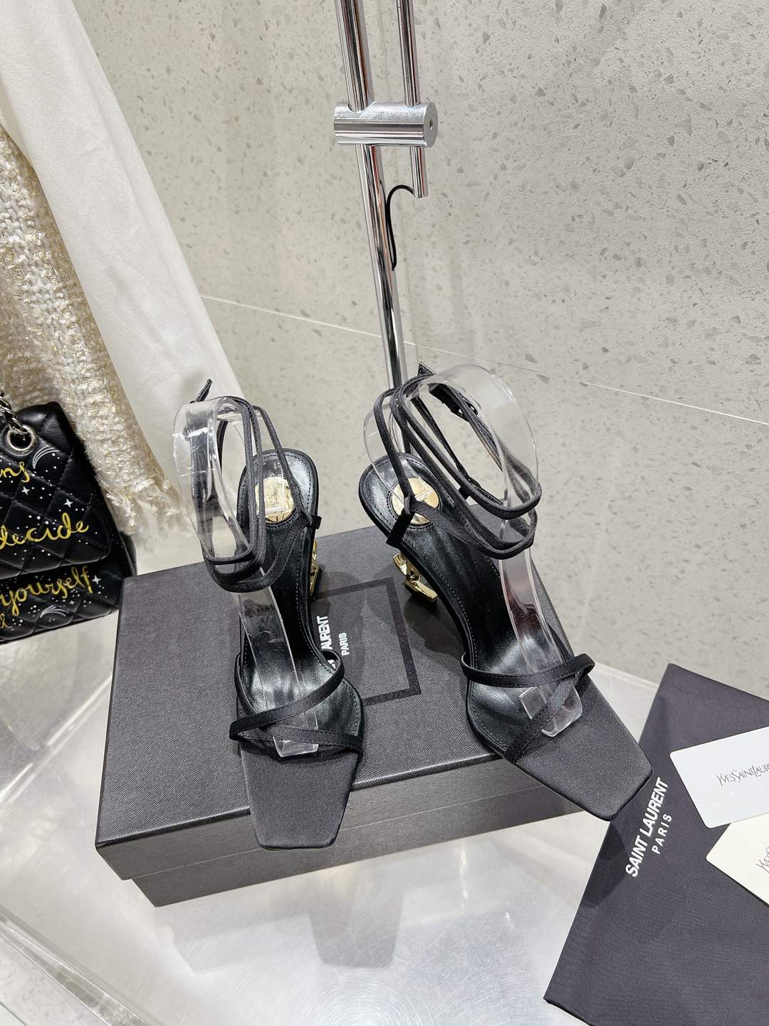LOUIS VUITTON HIGH-HEEL 85 MM SANDAL MULE IN BLACK SILK