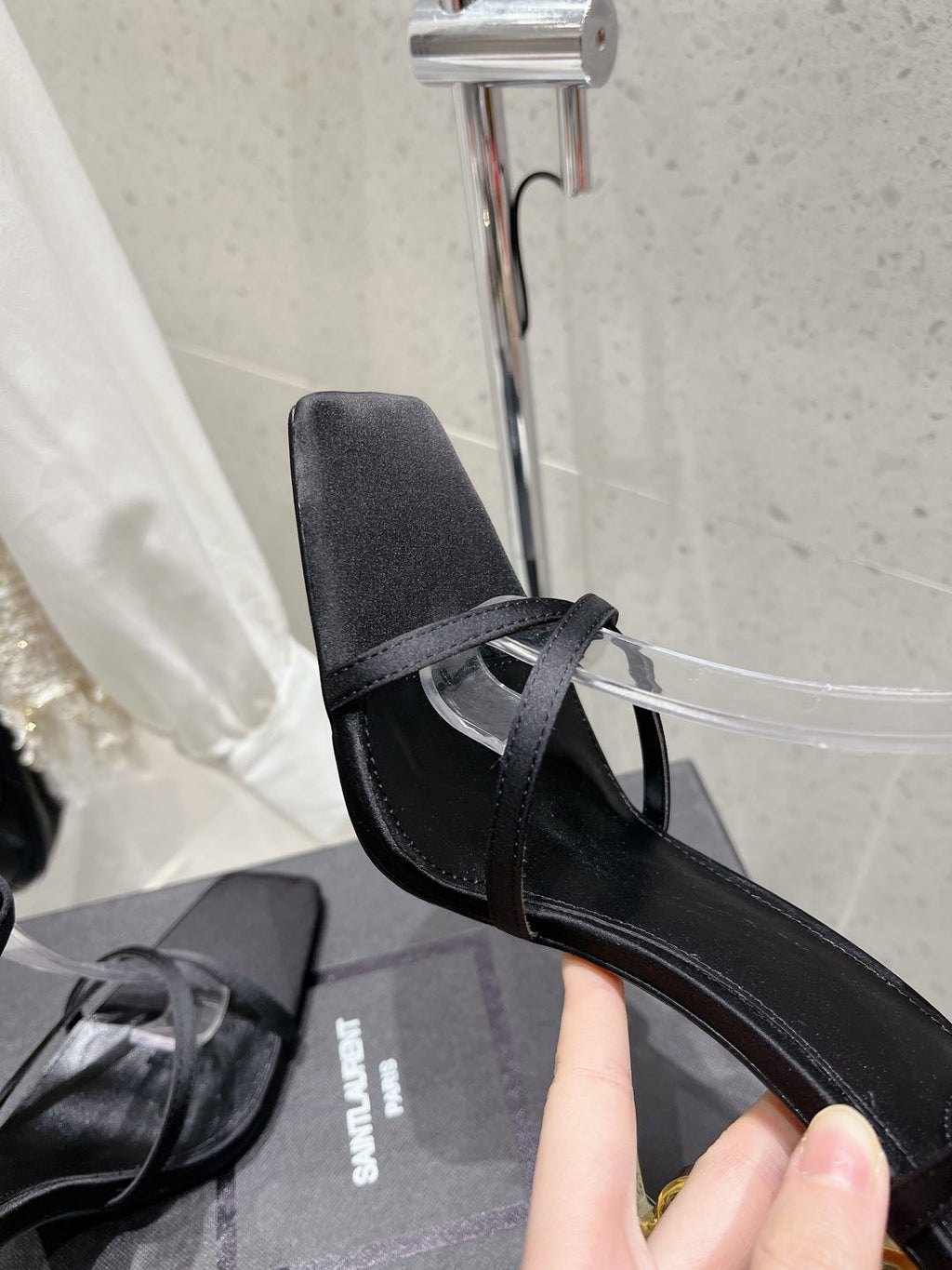LOUIS VUITTON HIGH-HEEL 85 MM SANDAL MULE IN BLACK SILK