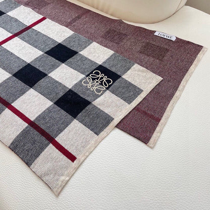 LOEWE SCARF 180 CM IN BLACK MIX WHITE CARO CASHMERE 389779