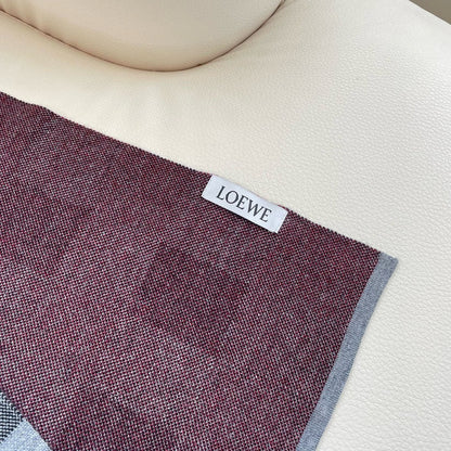LOEWE SCARF 180 CM IN BLACK MIX DOVE GRAY CARO CASHMERE 389781
