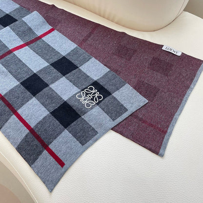 LOEWE SCARF 180 CM IN BLACK MIX DOVE GRAY CARO CASHMERE 389781