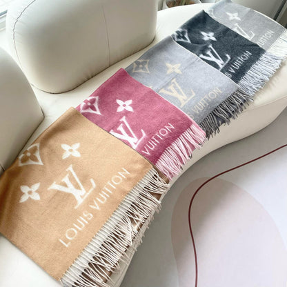 LOUIS VUITTON REYKJAVIK GRADIENT SCARF 220 CM IN CHOCOLATE MIX COPPER BROWN CASHMERE 399738