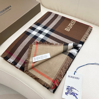 BURBERRY SCARF 220 CM IN COLORFUL SHEEP WOOL AND MULBERRY SILK 408932