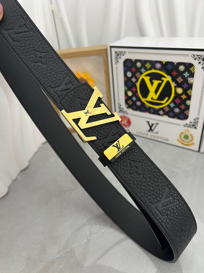 LOUIS VUITTON LV 25S BELT 38 MM IN BLACK CALFSKIN 593284