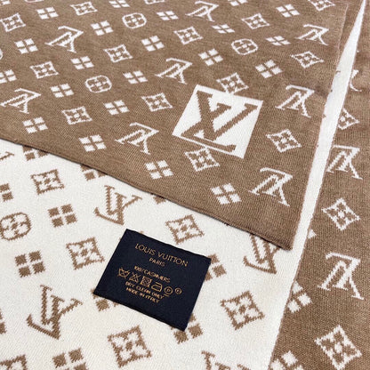 LOUIS VUITTON AMAZINGRAM SCARF 200 CM IN CAMEL BEIGE WOOL AND SILK 396530