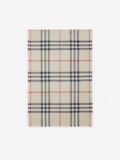 BURBERRY SCARF 200 CM IN BISQUE BEIGE MIX BLACK CASHMERE AND SILK 410307