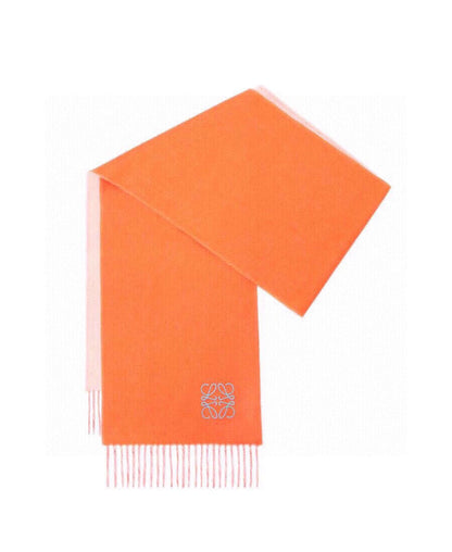LOEWE SCARF 180 CM IN CARROT ORANGE AND LIGHT PINK WOOL AND CASHMERE 411792