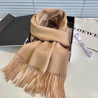 LOEWE SCARF 190 CM IN CAMEL BEIGE LAMBSWOOL 413839