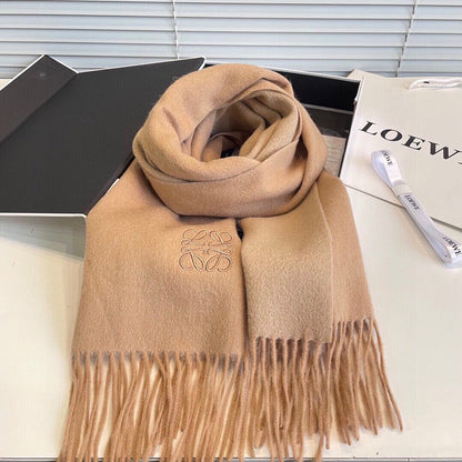 LOEWE SCARF 190 CM IN CAMEL BEIGE LAMBSWOOL 413839
