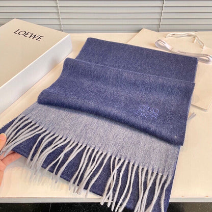 LOEWE SCARF 190 CM IN INDIGO BLUE LAMBSWOOL 413841
