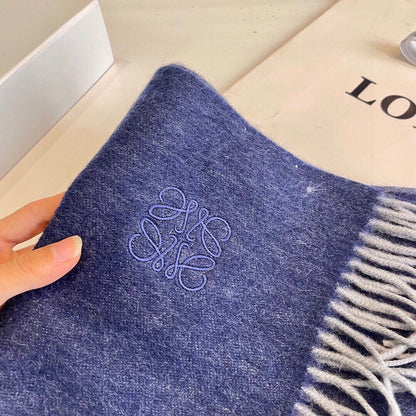 LOEWE SCARF 190 CM IN INDIGO BLUE LAMBSWOOL 413841