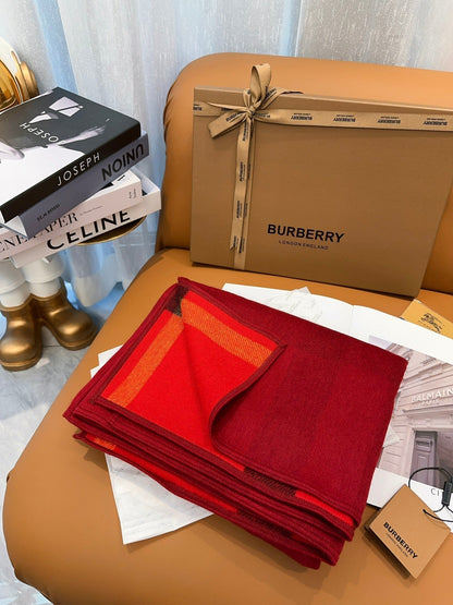 BURBERRY REVERSIBLE CHECK CASHMERE CAPE CHERRY RED AND BLACK 410134