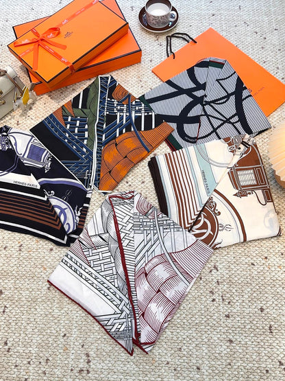 HERMES HERMES 25S SCARF 140 IN CASERE SILK 854530