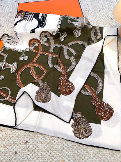 HERMES HERMES 25S SCARF 140 IN CASERE SILK 854538