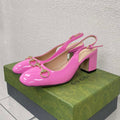 GUCCI WOMEN'S HORSEBIT SLINGBACK 75MM IN FUSICA PINK CALFSKIN