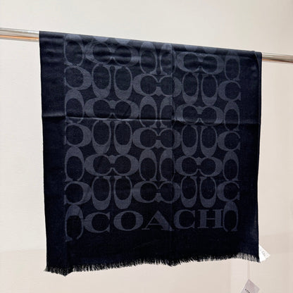 COACH LONG SCARF 195 CM IN BLACK CASHMERE 332742