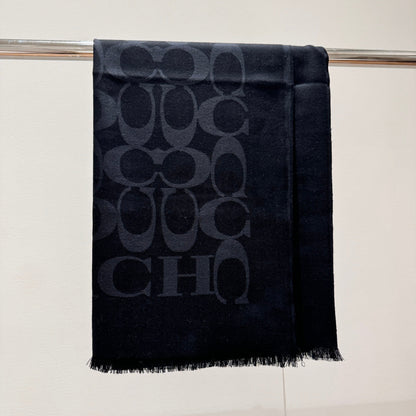 COACH LONG SCARF 195 CM IN BLACK CASHMERE 332742