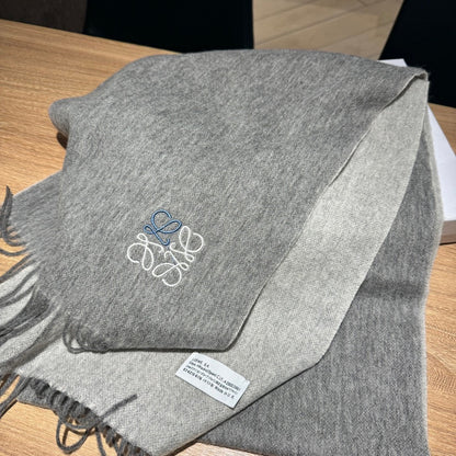LOEWE SCARF 180 CM IN STEEL GRAY CASHMERE 407387
