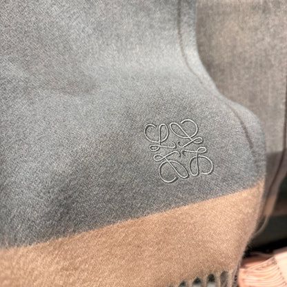 LOEWE SCARF 180 CM IN SHARK GRAY MIX TUSCAN BEIGE CASHMERE 407398