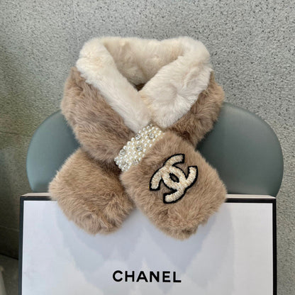 CHANEL SCARF IN MEDIUM BROWN RABBIT FUR 397446