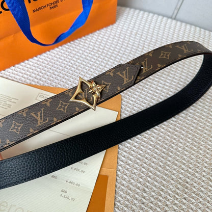 LOUIS VUITTON LV FLOWERGRAM 30MM REVERSIBLE BELT IN BLACK CALFSKIN GOLD HARDWARE
