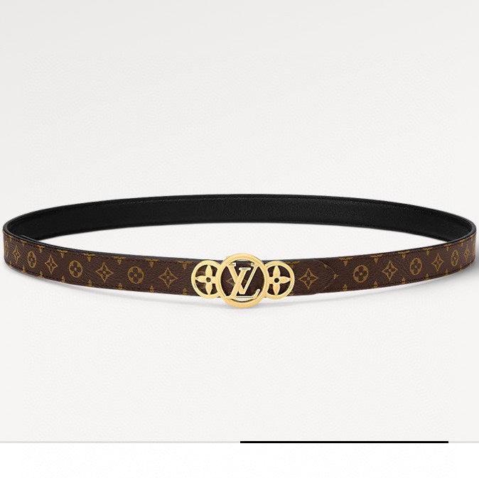 LOUIS VUITTON LV S-LOCK BELT 20 MM TAUPE BROWN MONOGRAM AND BLACK CALFSKIN GOLD HARDWARE