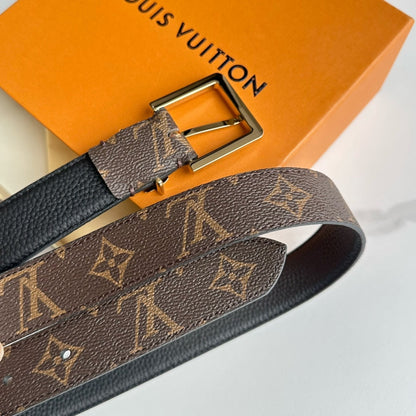 LOUIS VUITTON LV BLOOM 30MM BELT IN BROWN MONOGRAM CALFSKIN GOLD HARDWARE