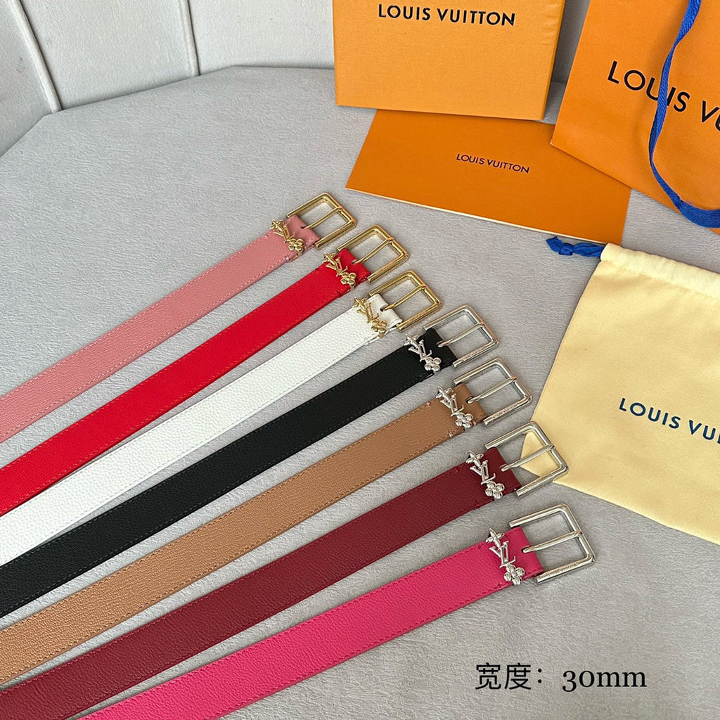 LOUIS VUITTON LV BLOOM 30MM BELT IN APRICOT ORANGE CALFSKIN SILVER HARDWARE