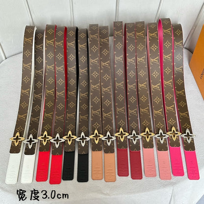 LOUIS VUITTON LV  MINI FLOWERGRAM 30MM REVERSIBLE BELT IN BRIGHT PINK CALFSKIN SILVER HARDWARE