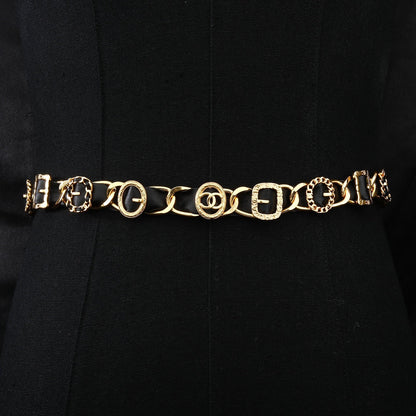 CHANEL 25S CHAIN BELT IN GOLD METALLIC AND BLACK CALFSKIN 614282