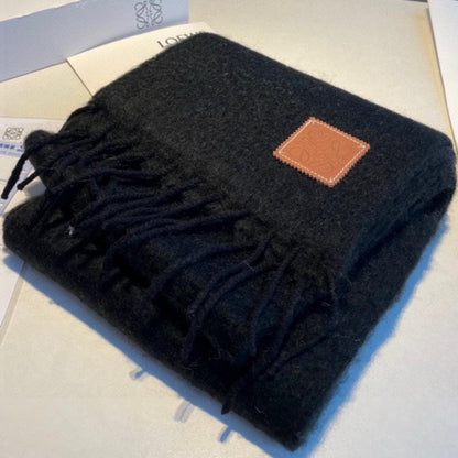 LOEWE SCARF 185 CM IN BLACK MOHAIR AND WOOL 188207