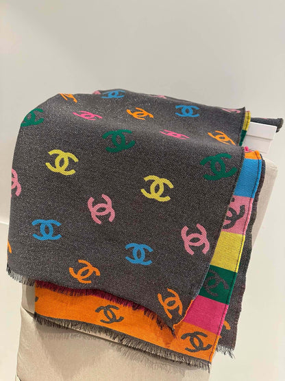 CHANEL RAINBOW SCARF 180 CM IN COLORFUL CASHMERE AND WOOL 401988